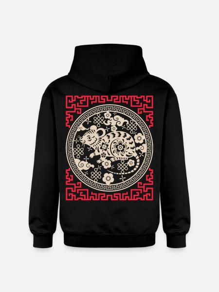 Chinese Horoscope China Year of the Rat - Gildan Unisex Softstyle® Midweight Hoodie - black