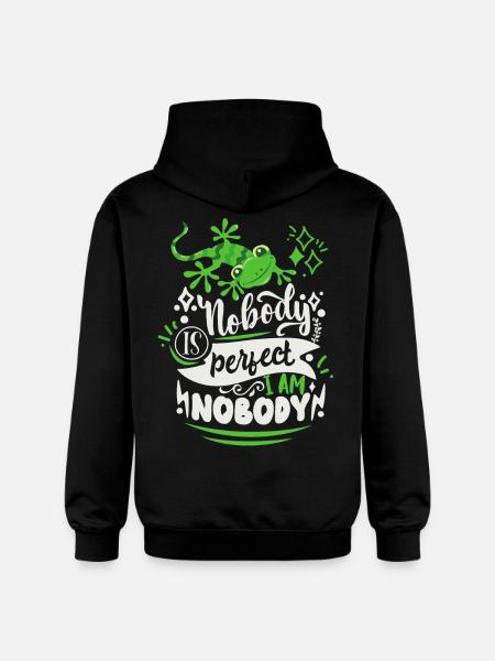 Funny saying with lizard, Nobody-is-Perfect - Gildan Unisex Softstyle® Midweight Hoodie - black