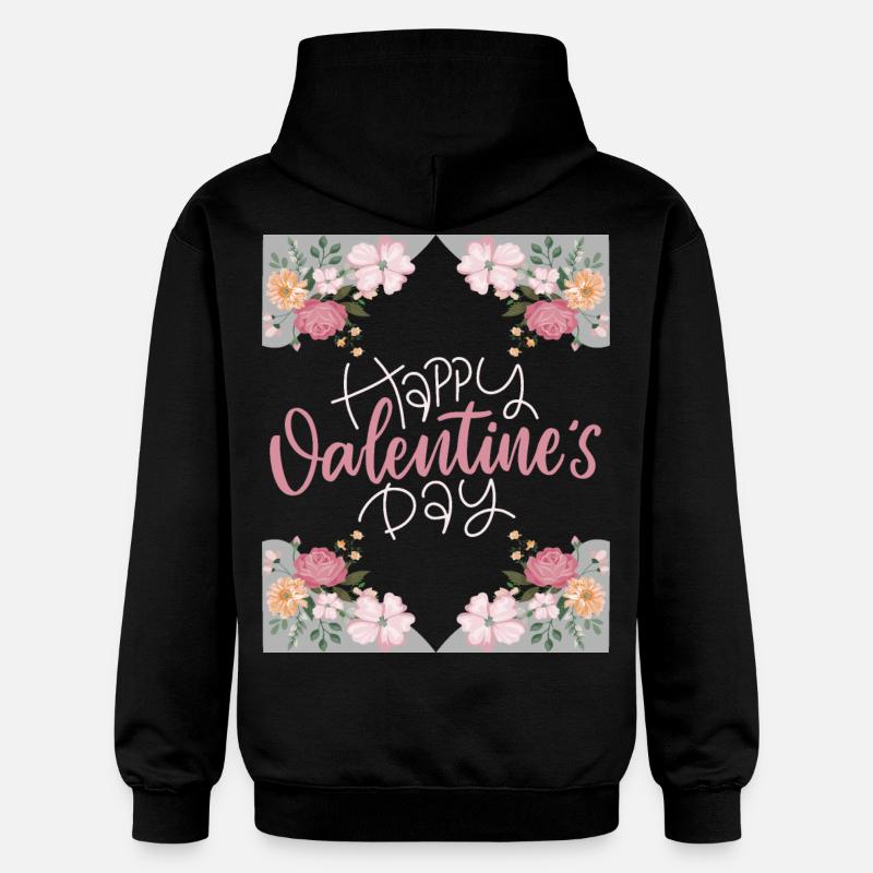 Saint-Valentin, Joyeuse-Saint-Valentin, dicton, fleurs - Sweat à capuche Softstyle® Gildan Unisexe - noir