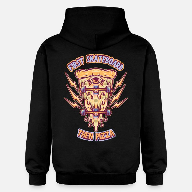 skateboard, skateboarder, pizza fan, dire - Sweat à capuche Softstyle® Gildan Unisexe - noir