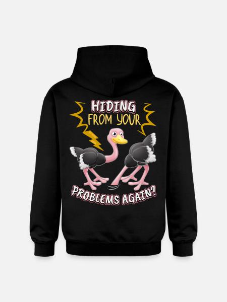 Ramo divertido Bird-Strauss Solución del problema cómico - Sudadera con capucha unisex de peso medio Softstyle® de Gildan - negro