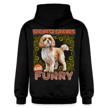 Illustration vintage de chien Cavapoo, drôle de dicton - Sweat à capuche Softstyle® Gildan Unisexe - noir - Dos - Nik (191cm)