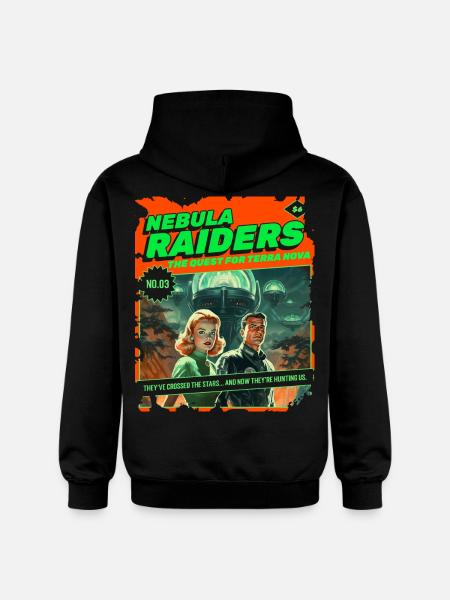 Nebula Raiders, 50-luku, 1950-luvun sarjakuva, avaruus - Gildan Unisex Softstyle® Midweight huppari - musta