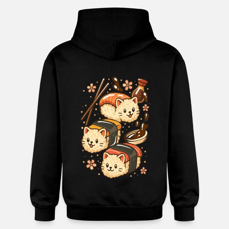 Chat sushis - Sweat à capuche Softstyle® Gildan Unisexe - noir