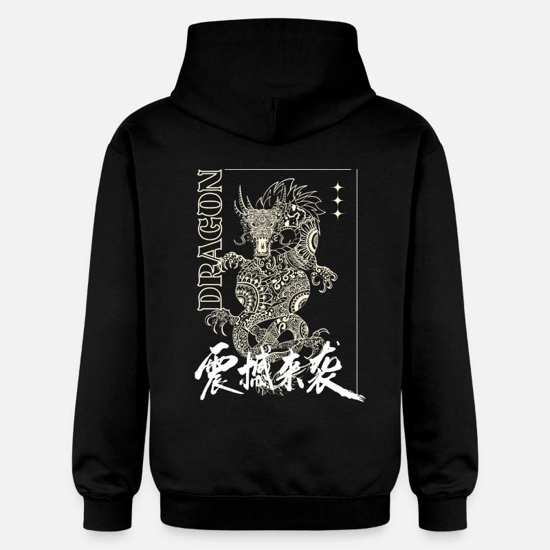 Dragon mystique avec lettrage - Sweat à capuche Softstyle® Gildan Unisexe - noir