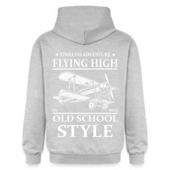 Timeless Adventure – Biplane Airplane Design - Gildan Unisex Softstyle® Midweight Hoodie - light heather grey - Back - Liana (172cm)