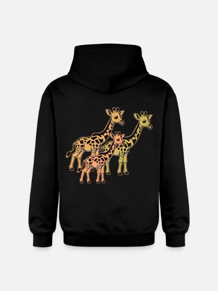 Żyrafa Afryka Safari Żyrafy - Bluza z kapturem typu unisex Gildan Softstyle® Midweight - czarny