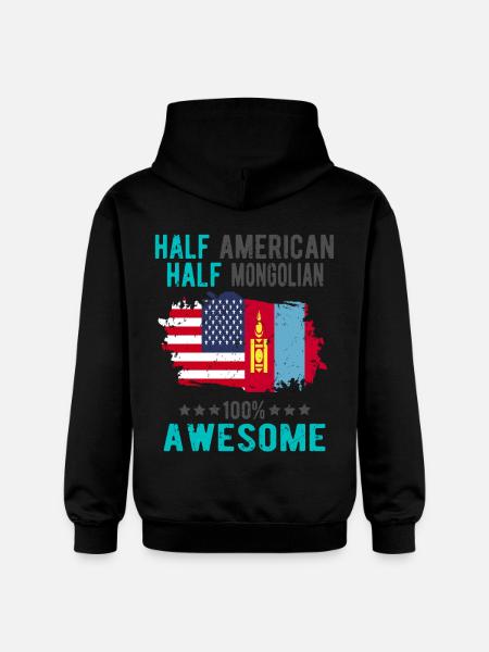 Half American Half Mongolian - Gildan Unisex Softstyle® Midweight Hoodie - black