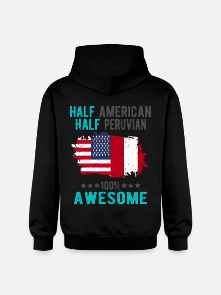 Half American Half Peruvian - Gildan Unisex Softstyle® Midweight Hoodie - black