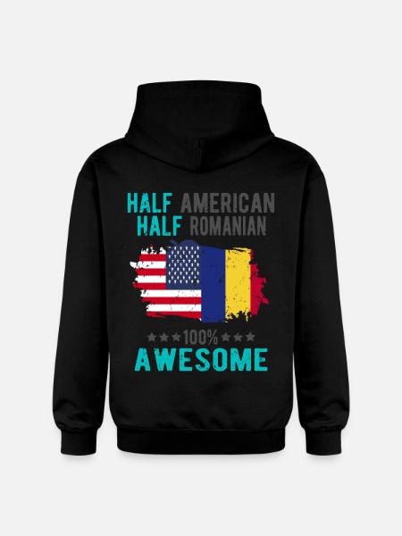 Half American Half Romanian - Gildan Unisex Softstyle® Midweight Hoodie - black