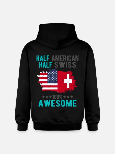 Half American Half Swiss - Gildan Unisex Softstyle® Midweight Hoodie - black