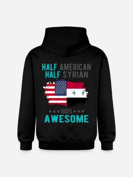 Half American Half Syrian - Gildan Unisex Softstyle® Midweight Hoodie - black