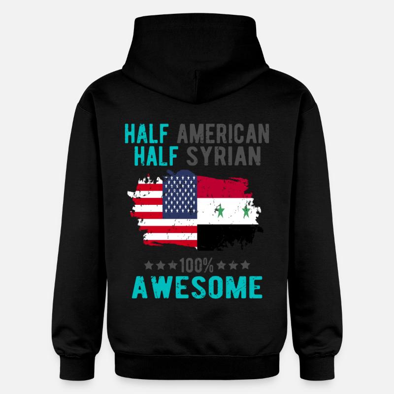 Halb Amerikaner Halb Syrier - Gildan Unisex Softstyle® Midweight Hoodie - Schwarz