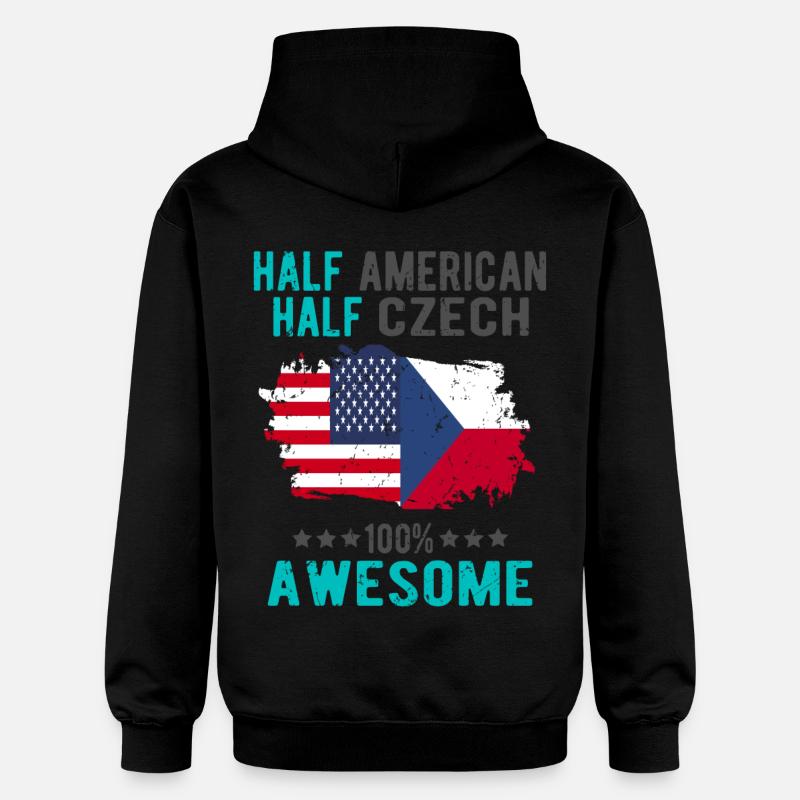 Halb Amerikaner Halb Tscheche - Gildan Unisex Softstyle® Midweight Hoodie - Schwarz