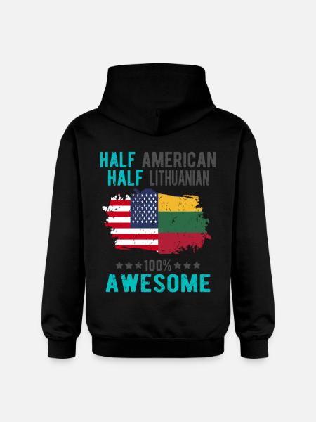 Half American Half Lithuanian - Gildan Unisex Softstyle® Midweight Hoodie - black