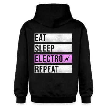 Techno Musik Electro Raver - Gildan Unisex Softstyle® Midweight Hoodie - Schwarz - Hinten - Nik (191cm)