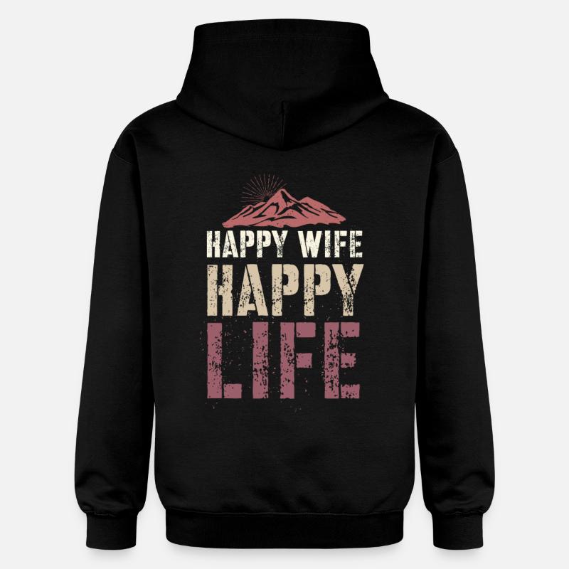 Femme heureuse Vie heureuse - Sweat à capuche Softstyle® Gildan Unisexe - noir