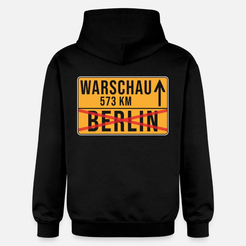 Varsovie Berlin Relocation Ortschild - Sweat à capuche Softstyle® Gildan Unisexe - noir