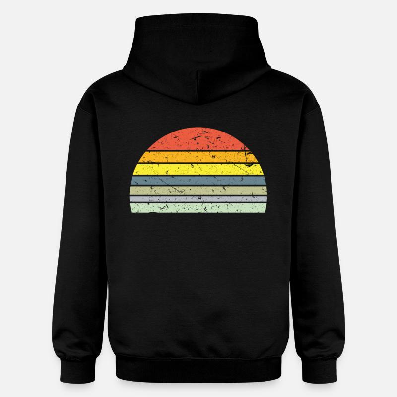 Rétro demi-cercle coucher de soleil - Sweat à capuche Softstyle® Gildan Unisexe - noir