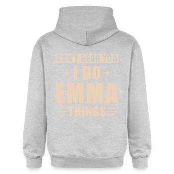 Emma things - Gildan Unisex Softstyle® Midweight Hoodie - Hellgrau meliert - Hinten - Liana (172cm)
