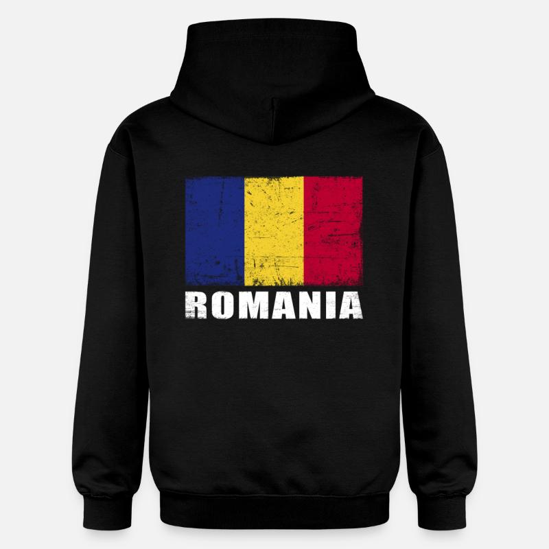 Roumanie Drapeau Grunge Roumanie Drapeau - Sweat à capuche Softstyle® Gildan Unisexe - noir