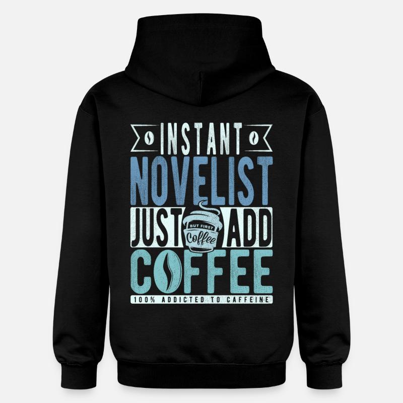 Romancier Kaffee Spruch - Sweat à capuche Softstyle® Gildan Unisexe - noir