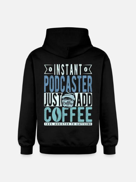 Podcaster coffee saying - Gildan Unisex Softstyle® Midweight Hoodie - black
