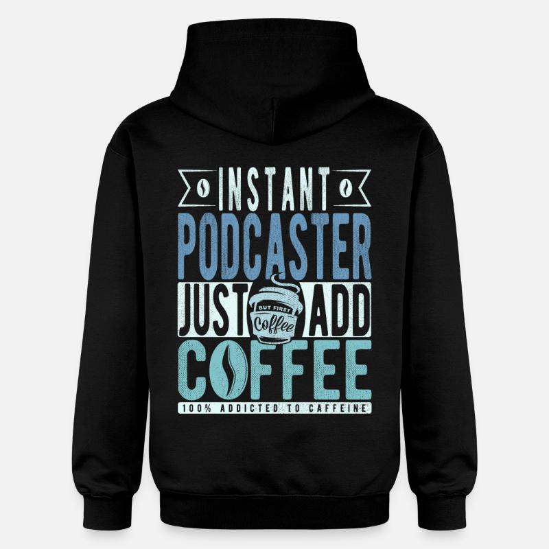 Podcaster Kaffee Spruch - Gildan Unisex Softstyle® Midweight Hoodie - Schwarz