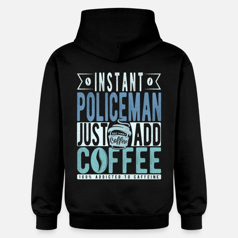 Policeman coffee saying - Gildan Unisex Softstyle® Midweight Hoodie - black