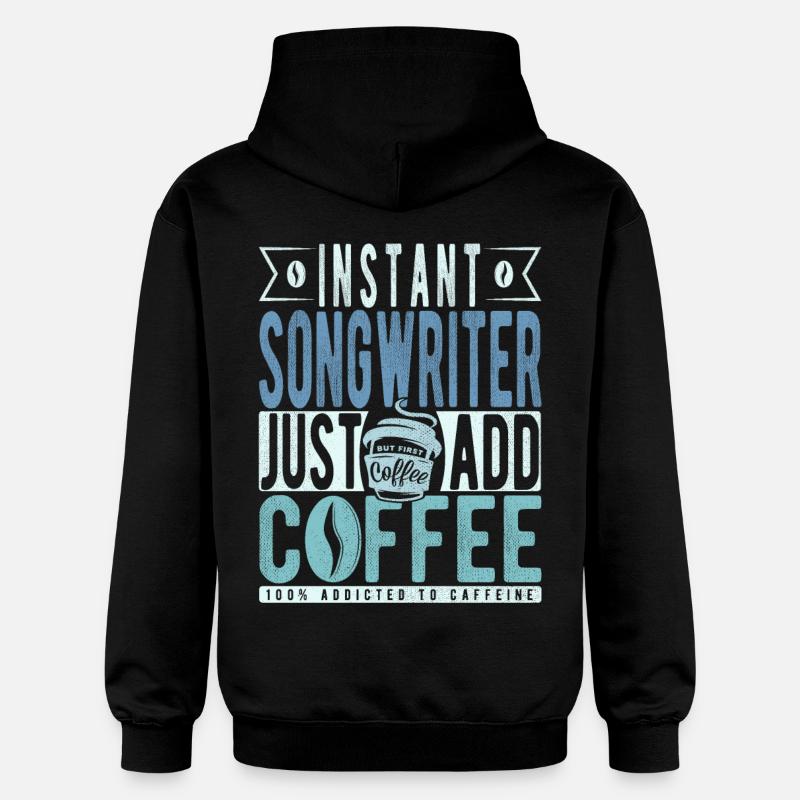 Citation de café de l’auteur-compositeur - Sweat à capuche Softstyle® Gildan Unisexe - noir