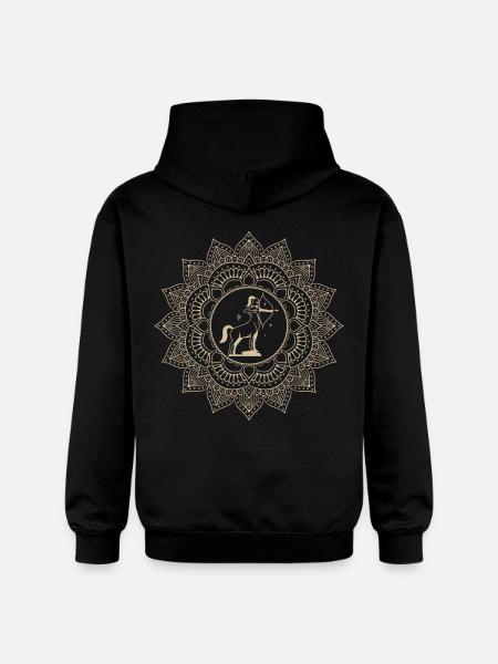 Sagittarius Zodiac Sign Mandala - Gildan Unisex Softstyle® Midweight Hoodie - black