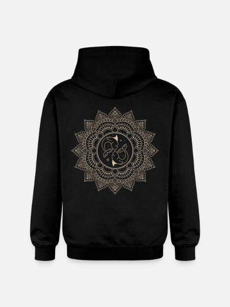 Pisces Zodiac sign Mandala - Gildan Unisex Softstyle® Midweight Hoodie - black