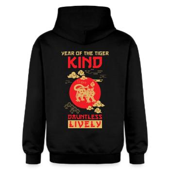 Signe chinois du zodiaque tigre - Sweat à capuche Softstyle® Gildan Unisexe - noir - Dos - Nik (191cm)