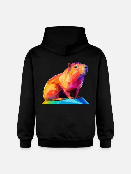 Conception de polygones bas Capybara - Sweat à capuche Softstyle® Gildan Unisexe - noir