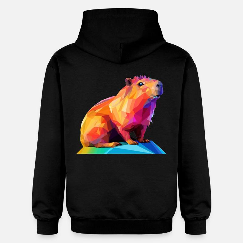 Conception de polygones bas Capybara - Sweat à capuche Softstyle® Gildan Unisexe - noir