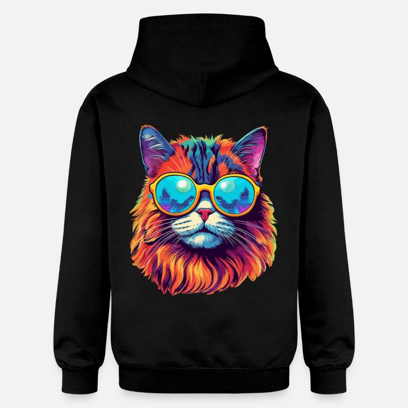 Chat Hippie 60s 70s - Sweat à capuche Softstyle® Gildan Unisexe - noir
