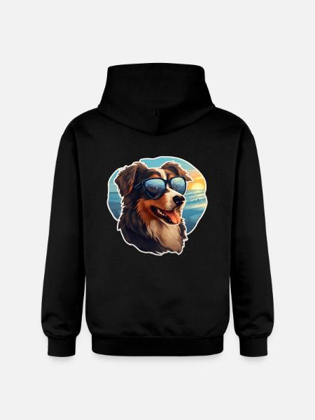 Dog with sunglasses - Gildan Unisex Softstyle® Midweight Hoodie - black