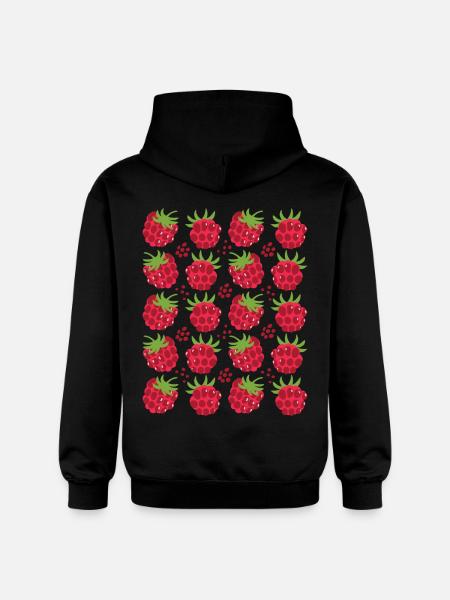 Raspberry Berries Fruit Pattern - Gildan Unisex Softstyle® Midweight Hoodie - black