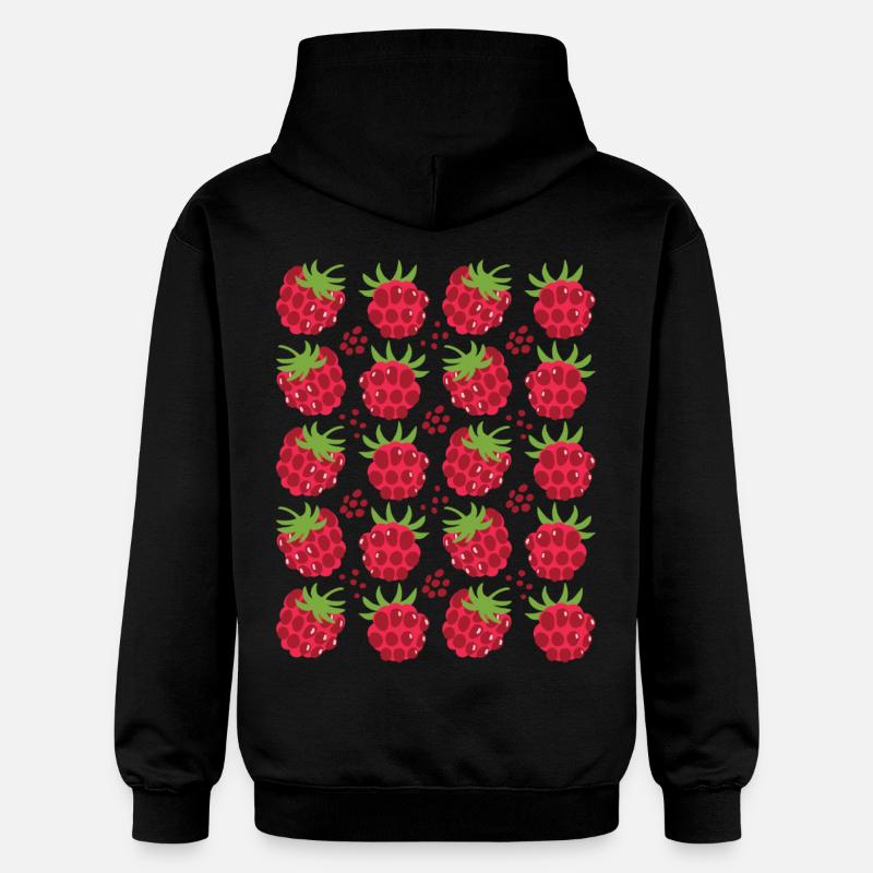 Raspberry Berries Fruit Pattern - Gildan Unisex Softstyle® Midweight Hoodie - black
