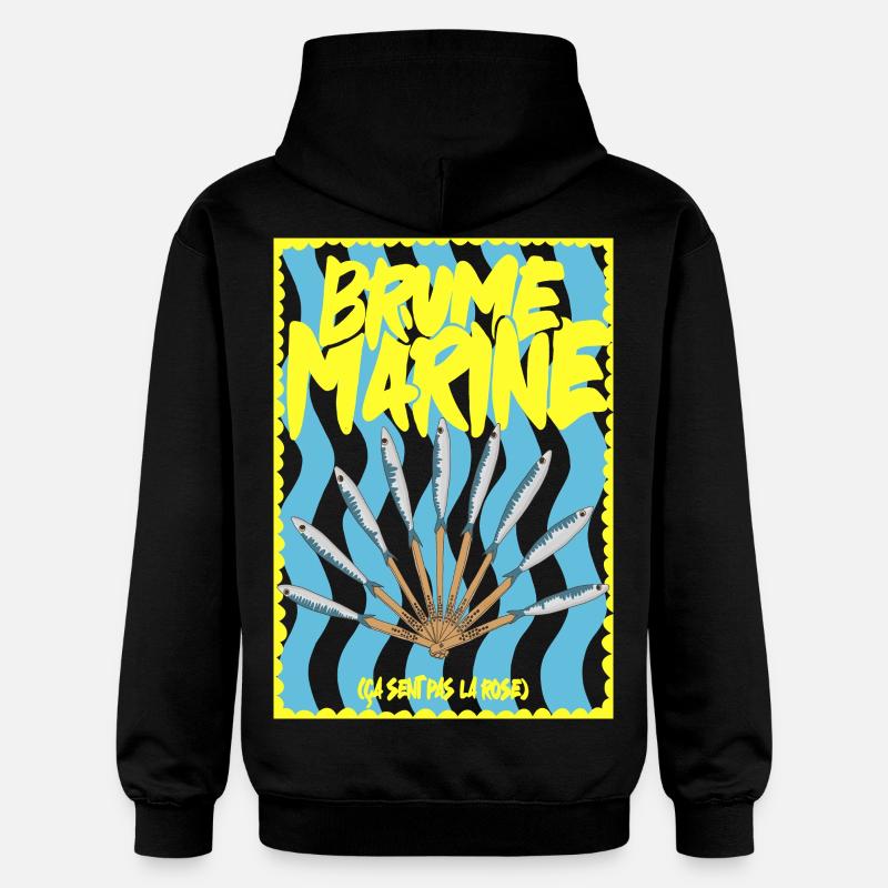 Brume Marine et  éventaile de sardines - Sweat à capuche Softstyle® Gildan Unisexe - noir