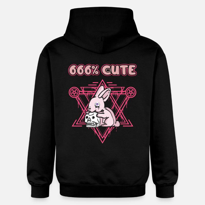 666% Mignon kawaii Satanic Goth - Sweat à capuche Softstyle® Gildan Unisexe - noir