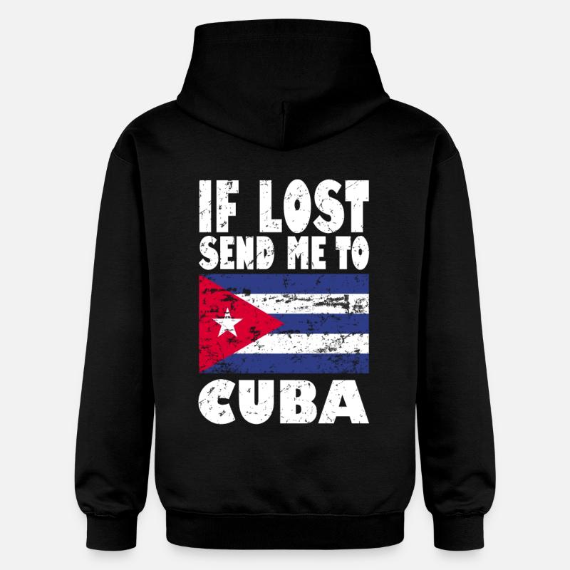 Cuba Flag Saying - Gildan Unisex Softstyle® Midweight Hoodie - black