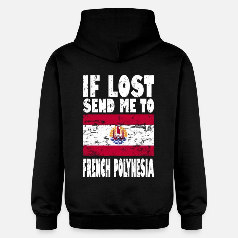 Français Drapeau de la Polynésie - Sweat à capuche Softstyle® Gildan Unisexe - noir