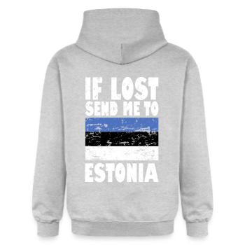 Drapeau de l’Estonie - Sweat à capuche Softstyle® Gildan Unisexe - gris clair chiné - Dos - Liana (172cm)