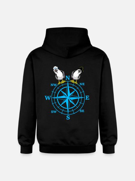maritime compass seagulls seagull - Gildan Unisex Softstyle® Midweight Hoodie - black