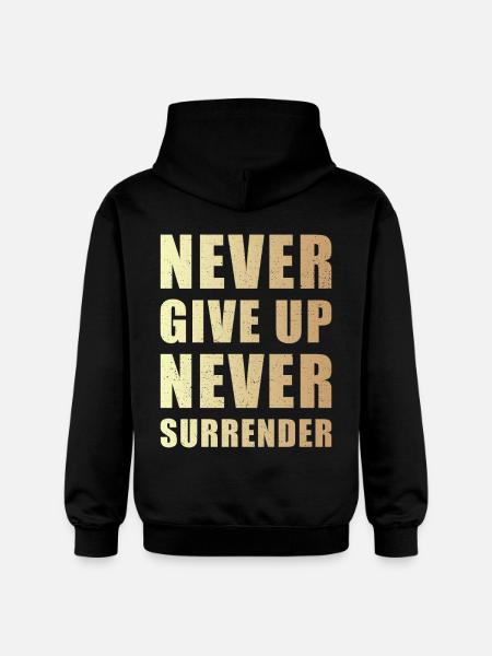Never give up never surrender - Gildan Unisex Softstyle® Midweight Hoodie - black