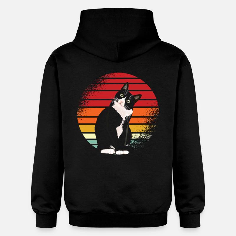 Chat Noir Rétro - Sweat à capuche Softstyle® Gildan Unisexe - noir