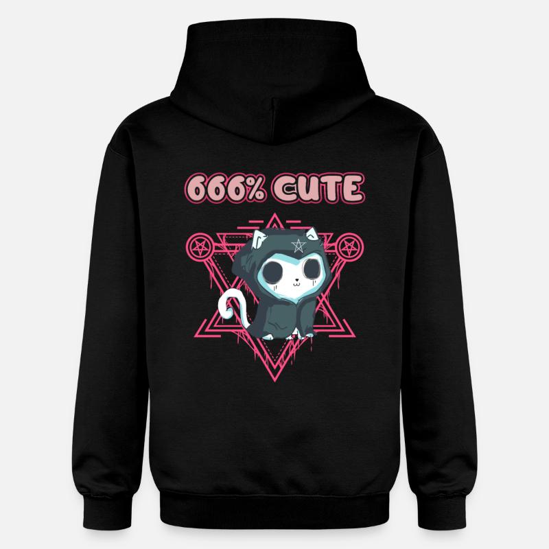 666% Mignon kawaii Satanic Goth - Sweat à capuche Softstyle® Gildan Unisexe - noir