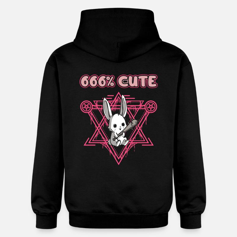 666% Mignon kawaii Satanic Goth - Sweat à capuche Softstyle® Gildan Unisexe - noir