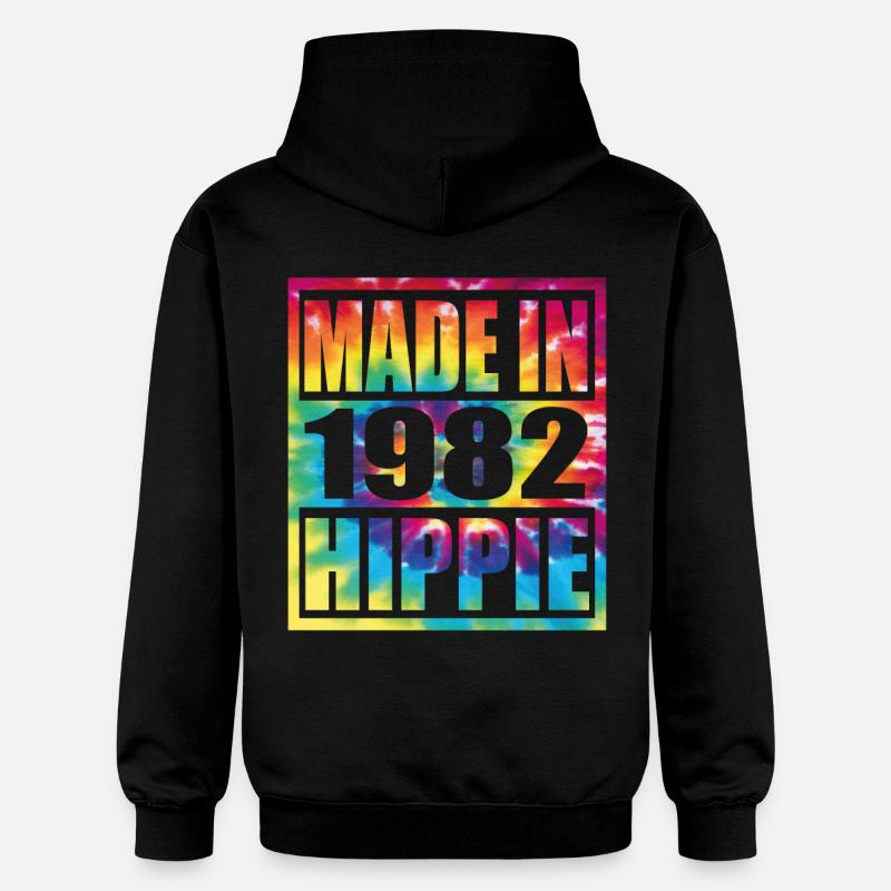 Anniversaire hippie 1982 - Sweat à capuche Softstyle® Gildan Unisexe - noir